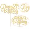 1 Pack Happy 21st Birthday Cake Topper Glitter Number 21 Twenty One Years Old Birthday Cake Pick Decoration for Celebrating 21st Birthday Anniversary Party Supplies Gold view 3