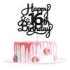 1 Pack Happy 16th Birthday Cake Topper Glitter Sweet 16 Cake Pick Decorations for Children Theme Party Supplies Black view 1