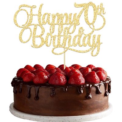 1 Pack Happy 70th Birthday Cake Topper Gold Glitter Number 70 Seventy Years Old Birthday Cake Pick Decoration For 70th Birthday Celebrating Anniversary Party Supplies