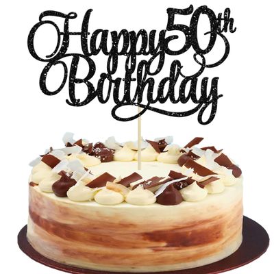 1 Pack Happy 50th Birthday Cake Topper Gold Glitter Number 50 Fifty Years Old Birthday Cake Pick Decoration For 50th Birthday Celebrating Anniversary Party Supplies