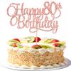 1 Pack Happy 80th Birthday Cake Topper Rose Gold Glitter Number 80 Eighty Years Old Birthday Cake Pick Decoration For 80th Birthday Celebrating Anniversary Party Supplies view 1