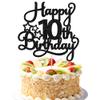 1 Pack Happy 10th Birthday Cake Topper Glitter Heart Star 10 Fabulous Cake Pick Birthday Sign Cake Decorations for Children 10th Birthday Theme Party Supplies Black view 1