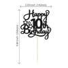 1 Pack Happy 10th Birthday Cake Topper Glitter Heart Star 10 Fabulous Cake Pick Birthday Sign Cake Decorations for Children 10th Birthday Theme Party Supplies Black view 2