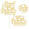 1 Pack Happy 35th Birthday Cake Topper Gold Glitter 35 & Fabulous Cheers to 35 Years Old Birthday Cake Pick for Celebrating 35th Birthday Anniversary Party Cake Decorations Supplies view 3