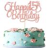 1 Pack Happy 15th Birthday Cake Topper Glitter Number 15 Fifteen Years Old Birthday Cake Pick Decoration for 15th Birthday Celebrating Anniversary Party Supplies Rose Gold view 1