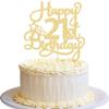 Ephlyn 1 Pack Gold Glitter 21st Birthday Cake Topper - Fabulous Cheers to 21 Years Old - Perfect for 21st Birthday Party & Anniversary Cake Decorations view 1
