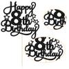 1 Pack Happy 8th Birthday Cake Topper Black Glitter 8th Birthday Cheers to 8 Years Old Birthday Cake Pick for Celebrating Birthday Anniversary Party Cake Decorations Supplies view 3