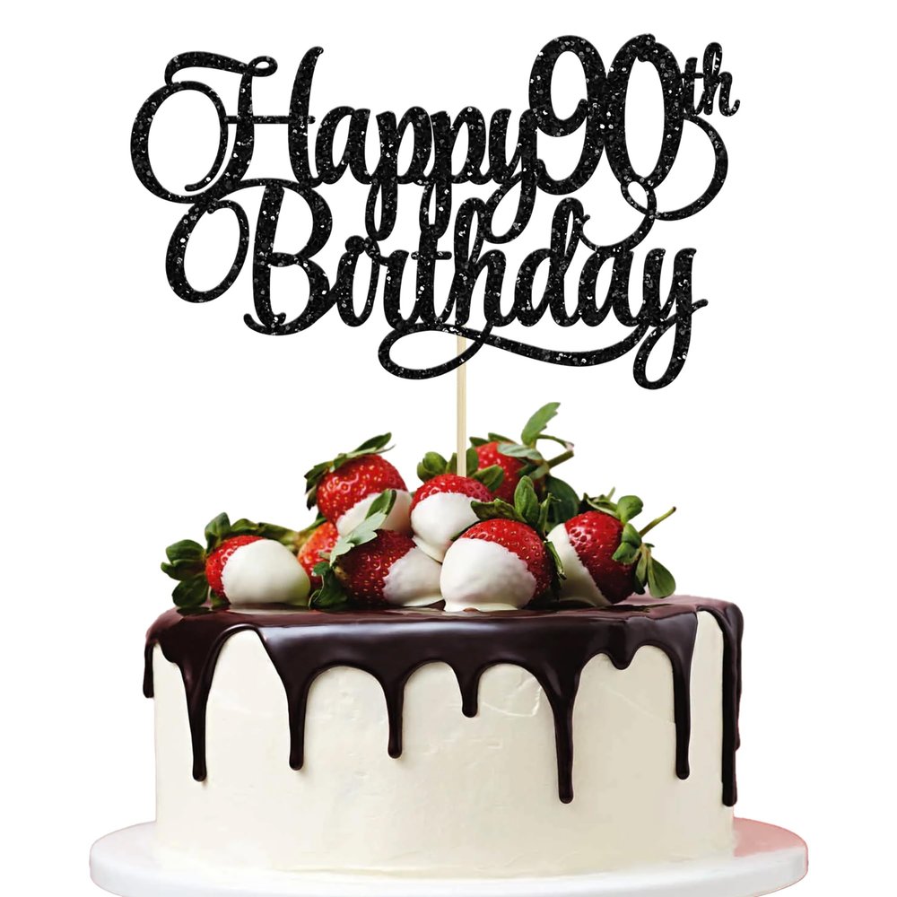 1 Pack Happy 90th Birthday Cake Topper Gold Glitter Number 90 Ninety Years Old Birthday Cake Pick Decoration For 90th Birthday Celebrating Anniversary Party Supplies