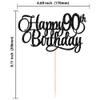 1 Pack Happy 90th Birthday Cake Topper Gold Glitter Number 90 Ninety Years Old Birthday Cake Pick Decoration For 90th Birthday Celebrating Anniversary Party Supplies view 2