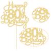 1 Pack Happy 80th Birthday Cake Topper Gold Glitter 80 & Fabulous Cheers to 80 Years Old Birthday Cake Pick for Celebrating 80th Birthday Anniversary Party Cake Decorations Supplies view 3