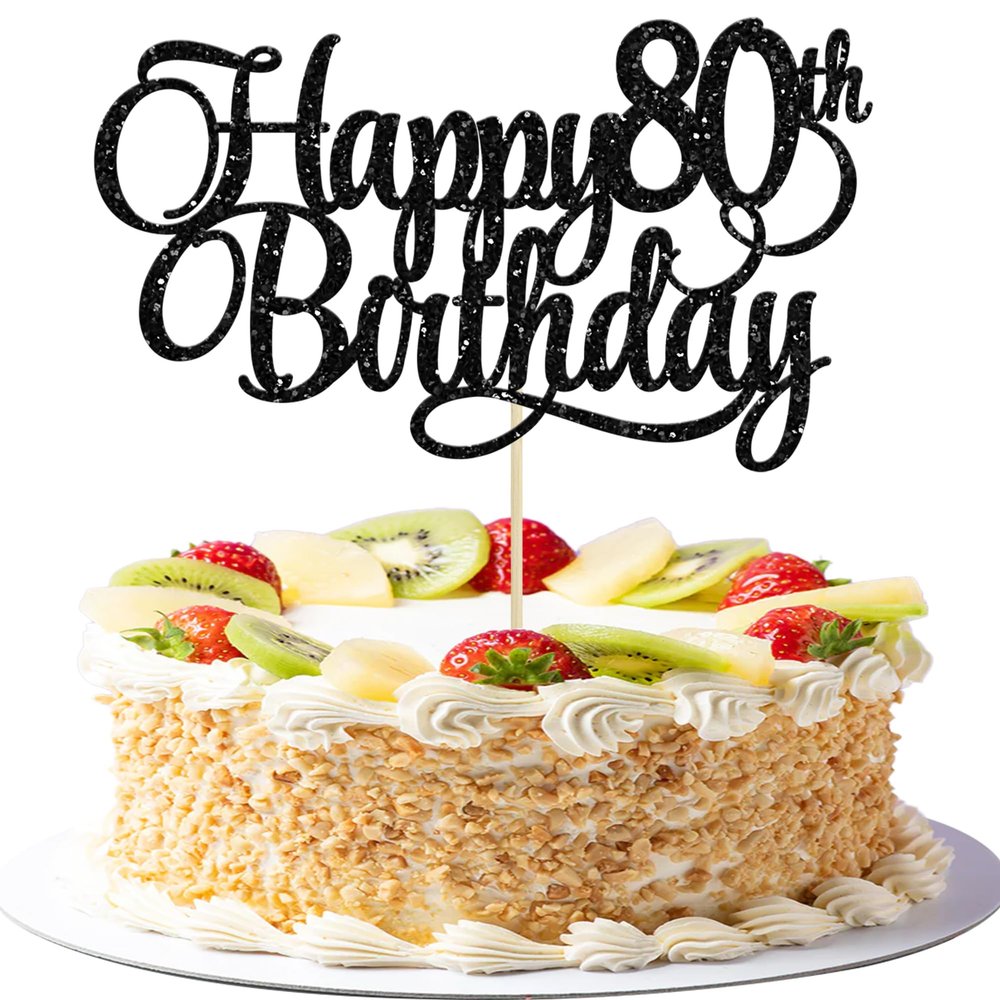 1 Pack Happy 80th Birthday Cake Topper Gold Glitter Number 80 Eighty Years Old Birthday Cake Pick Decoration For 80th Birthday Celebrating Anniversary Party Supplies