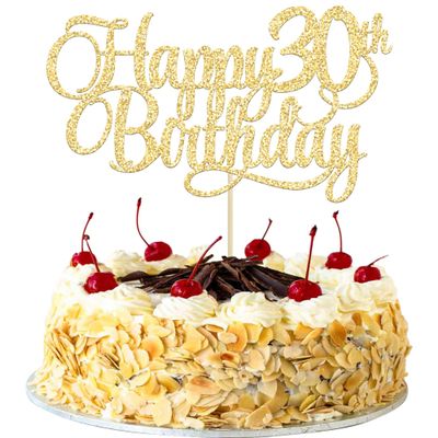 1 Pack Happy 30th Birthday Cake Topper Gold Glitter Number 30 Thirty Years Old Birthday Cake Pick Decoration For 30th Birthday Celebrating Anniversary Party Supplies