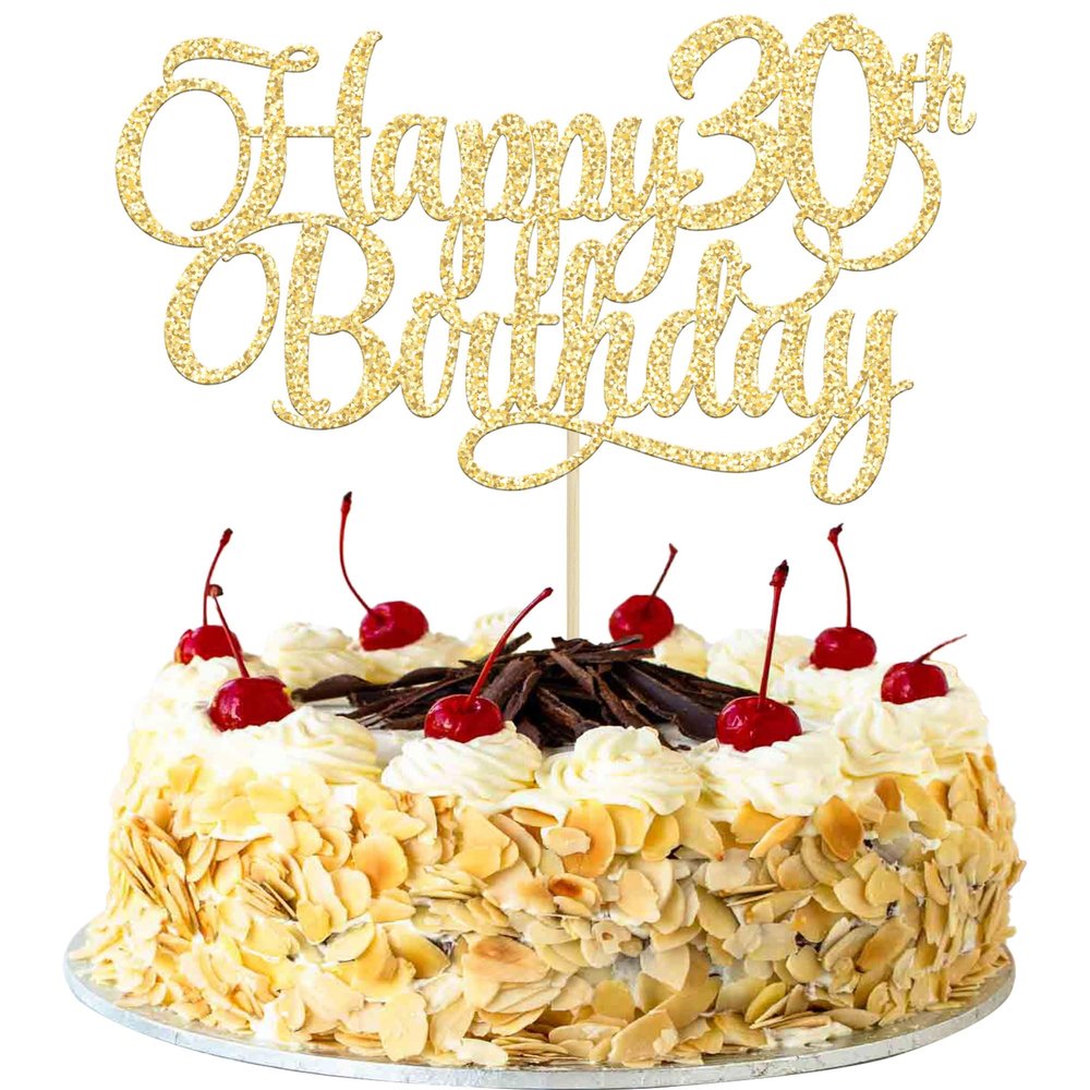 1 Pack Happy 30th Birthday Cake Topper Gold Glitter Number 30 Thirty Years Old Birthday Cake Pick Decoration For 30th Birthday Celebrating Anniversary Party Supplies