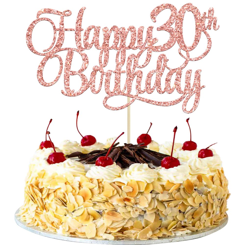 1 Pack Happy 30th Birthday Cake Topper Rose Gold Glitter Number 30 Thirty Years Old Birthday Cake Pick Decoration For 30th Birthday Celebrating Anniversary Party Supplies