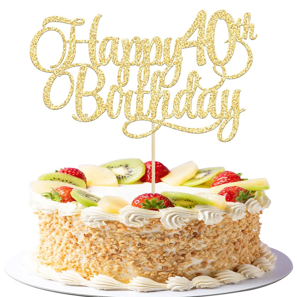 1 Pack Happy 40th Birthday Cake Topper Gold Glitter Number 40 Forty Years Old Birthday Cake Pick Decoration For 40th Birthday Celebrating Anniversary Party Supplies