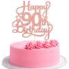 1 Pack Happy 90th Birthday Cake Topper Rose Gold Glitter 90 & Fabulous Cheers to 90 Years Old Birthday Cake Pick for Celebrating 90th Birthday Anniversary Party Cake Decorations Supplies view 1
