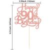 1 Pack Happy 90th Birthday Cake Topper Rose Gold Glitter 90 & Fabulous Cheers to 90 Years Old Birthday Cake Pick for Celebrating 90th Birthday Anniversary Party Cake Decorations Supplies view 2