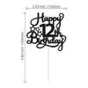1 Pack Happy 12th Birthday Cake Topper Glitter Heart Star 12 Fabulous Cake Pick Birthday Sign Cake Decorations for Children 12th Birthday Theme Party Supplies Black view 2