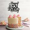 1 Pack Happy 12th Birthday Cake Topper Glitter Heart Star 12 Fabulous Cake Pick Birthday Sign Cake Decorations for Children 12th Birthday Theme Party Supplies Black view 4