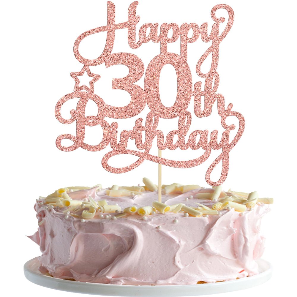1 Pack Happy 30th Birthday Cake Topper Rose Gold Glitter 30 & Fabulous Cheers to 30 Years Old 30th Birthday Cake Pick for Celebrating 30th Birthday Anniversary Party Cake Decorations Supplies