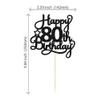 1 Pack Happy 80th Birthday Cake Topper Black Glitter 80 & Fabulous Cheers to 80 Years Old Birthday Cake Pick for Celebrating 80th Birthday Anniversary Party Cake Decorations Supplies view 2