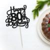 1 Pack Happy 80th Birthday Cake Topper Black Glitter 80 & Fabulous Cheers to 80 Years Old Birthday Cake Pick for Celebrating 80th Birthday Anniversary Party Cake Decorations Supplies view 3