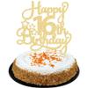 1 Pack Happy 16th Birthday Cake Topper Glitter Sweet 16 Cake Pick Birthday 16th Birthday Cake Decorations for Children 16th Theme Party Supplies Gold view 1