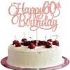 1 Pack Happy 60th Birthday Cake Topper Rose Gold Glitter Number 60 Sixty Years Old Birthday Cake Pick Decoration For 60th Birthday Celebrating Anniversary Party Supplies view 1