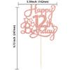 1 Pack Happy 12th Birthday Cake Topper Glitter Heart Star 12 Fabulous Cake Pick Birthday Sign Cake Decorations for Children 12th Birthday Theme Party Supplies Rose Gold view 2