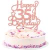 1 Pack Happy 35th Birthday Cake Topper Rose Gold Glitter 35 & Fabulous Cheers to 35 Years Old Birthday Cake Pick for Celebrating 35th Birthday Anniversary Party Cake Decorations Supplies view 1