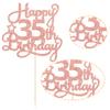 1 Pack Happy 35th Birthday Cake Topper Rose Gold Glitter 35 & Fabulous Cheers to 35 Years Old Birthday Cake Pick for Celebrating 35th Birthday Anniversary Party Cake Decorations Supplies view 3