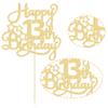 1 Pack Happy 13th Birthday Cake Topper Gold Glitter 13 Official Teenager Cheers to 13 Years Old Birthday Cake Pick for Celebrating 13th Birthday Anniversary Party Cake Decorations Supplies view 3