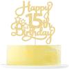 1 Pack Happy 15th Birthday Cake Topper Gold Glitter Mis Quince 15 Cheers to 15 Years Old Cake Pick for Celebrating 15th Birthday Anniversary Party Cake Decorations Supplies view 1