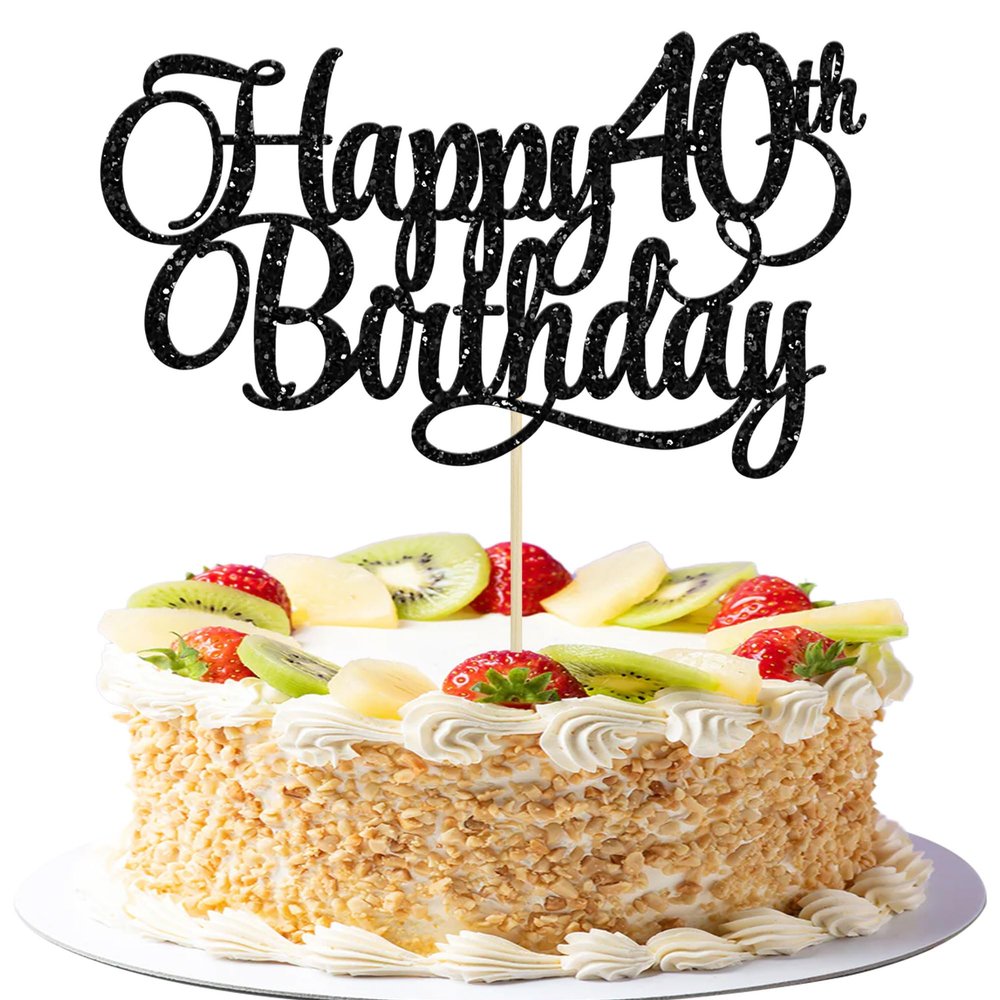 1 Pack Happy 40th Birthday Cake Topper Gold Glitter Number 40 Forty Years Old Birthday Cake Pick Decoration For 40th Birthday Celebrating Anniversary Party Supplies