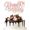 1 Pack Happy 90th Birthday Cake Topper Rose Gold Glitter Number 90 Ninety Years Old Birthday Cake Pick Decoration For 90th Birthday Celebrating Anniversary Party Supplies view 1