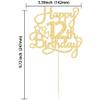 1 Pack Happy 12th Birthday Cake Topper Glitter Heart Star 12 Fabulous Cake Pick Birthday Sign Cake Decorations for Children 12th Birthday Theme Party Supplies Gold view 2