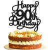 1 Pack Happy 90th Birthday Cake Topper Black Glitter 90 & Fabulous Cheers to 90 Years Old Birthday Cake Pick for Celebrating 90th Birthday Anniversary Party Cake Decorations Supplies view 1