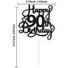 1 Pack Happy 90th Birthday Cake Topper Black Glitter 90 & Fabulous Cheers to 90 Years Old Birthday Cake Pick for Celebrating 90th Birthday Anniversary Party Cake Decorations Supplies view 2