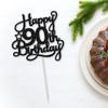 1 Pack Happy 90th Birthday Cake Topper Black Glitter 90 & Fabulous Cheers to 90 Years Old Birthday Cake Pick for Celebrating 90th Birthday Anniversary Party Cake Decorations Supplies view 3