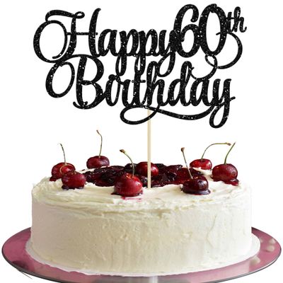 1 Pack Happy 60th Birthday Cake Topper Gold Glitter Number 60 Sixty Years Old Birthday Cake Pick Decoration For 60th Birthday Celebrating Anniversary Party Supplies