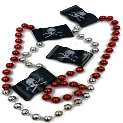 Gasparilla Pirate Flag Skull Mardi Gras Bead Necklace Spring Break Cajun Carnival Festival