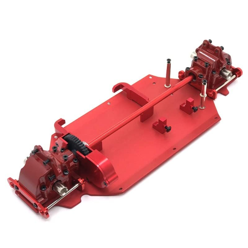KRYDN 1/14 144010 144001 144002 RC Car Metal Upgrade Chassis Parts, Gearbox, Gear Cover, Transmission Assembly, etc. 5 Colors ( Color : Red )