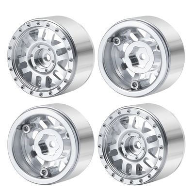 4PCS 1.0" Beadlock Wheel Rims Metal Silver Wheel Hub for 1/24 Axial SCX24 Gladiator RC Crawler Car Upgrade Parts