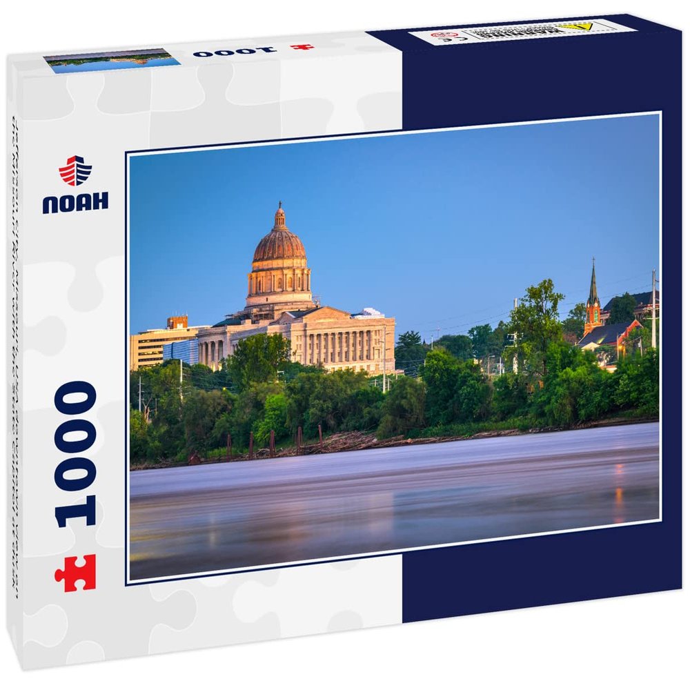 Noah Jigsaw Puzzle Jefferson City, Missouri, USA Downtown View on The Missouri River with The State Capitol at Dusk 1000 Pieces