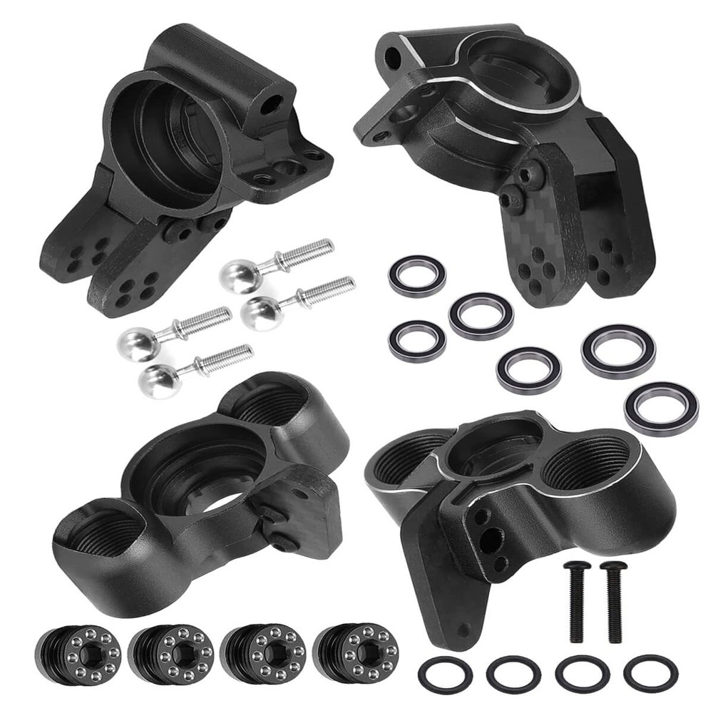 RCMYou Front Knuckles Steering Blocks & Rear Hub Stub Axle Carriers Upgrades Part for 1/8 Kraton/Notorious/Outcast 6S BLX 4WD,Alloy Steering Hop Ups,Replaces #AR330505#AR330404,Black