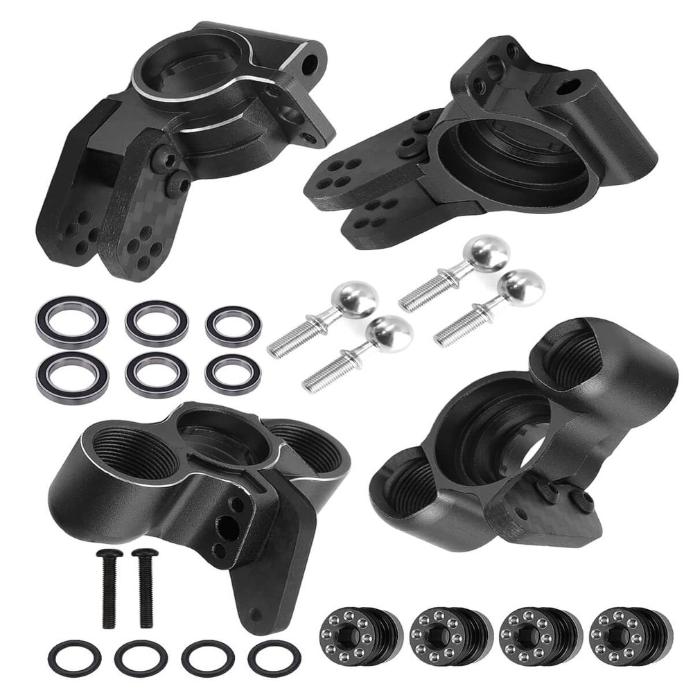 RCMYou Aluminum Front Knuckles Steering Blocks &Rear Hub Stub Axle Carriers Upgrades Part for 1/8 Typhon/Talion 6S BLX,1/7 Felony/Mojave/Infraction 6S BLX,Black