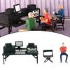 Colaxi 3 Pieces 1/64 Painted Figure People Director Studio Sitting Creative Figurine Miniature Decoration for Christmas Dollhouse Desktop , Orange view 2