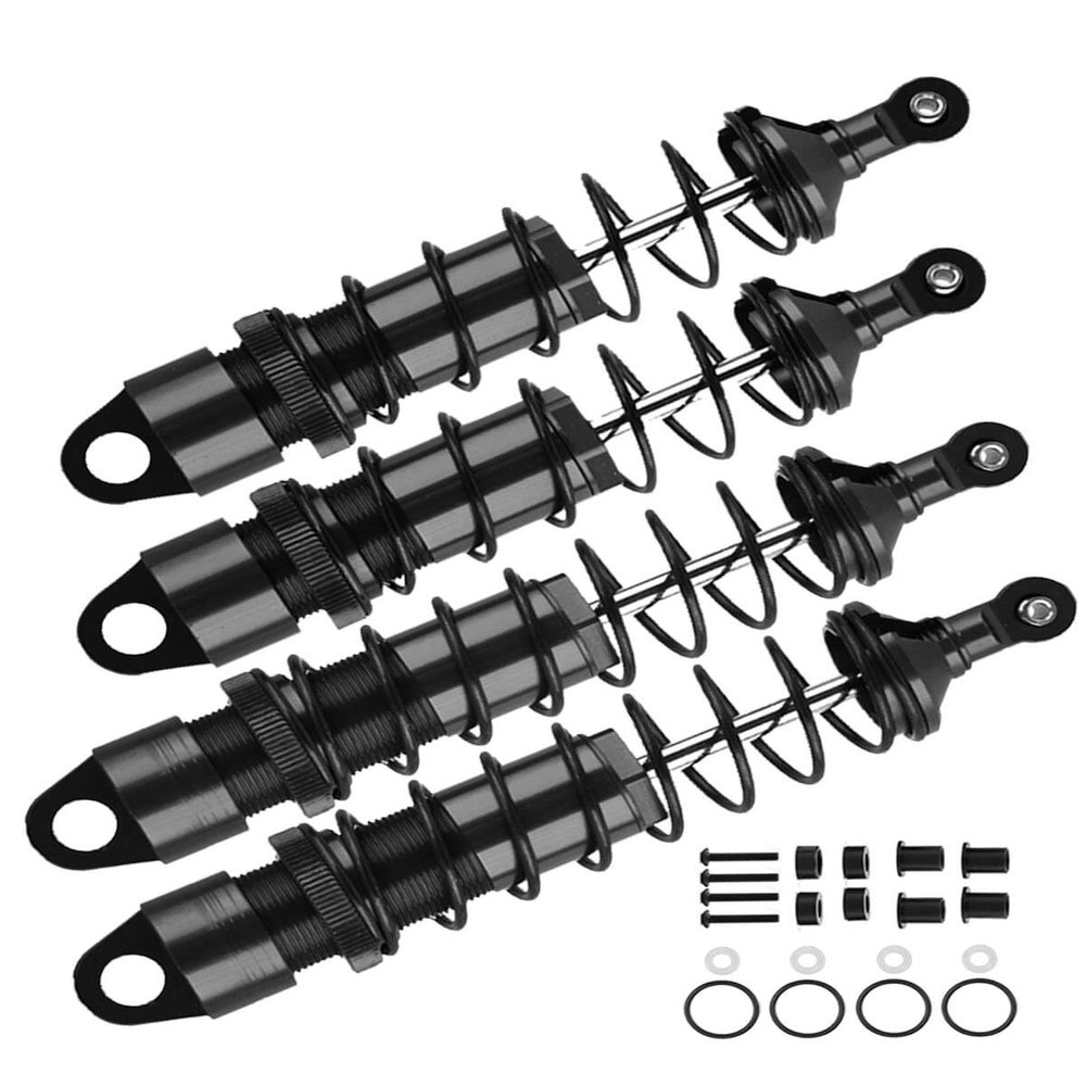 RCMYou RC Shocks Absorber Damper Upgrades Part for 1/8 Sledge 4WD #95076-4,4PCS Alloy Front Rear Big Bore Full Metal Adjustable RC Shock Absorber,Black