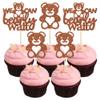 Gyufise 24Pcs We Can Bearly Wait Cupcake Toppers Brown Glitter Bear Cupcake Picks Baby Shower Cake Decorations for Gender Reveal Theme Baby Shower Kids Birthday Party Supplies view 1