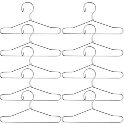 jojofuny 10Pcs Doll Clothes Hangers - Miniature Metal Mini Hangers, 2.5 x 1.3 Inch Dress Outfit Holders, Black Felt